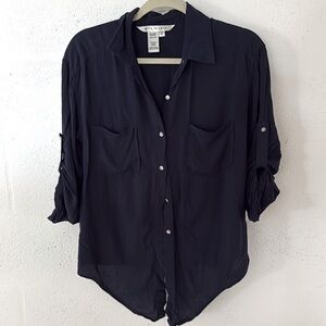 Max Studio S/M navy button-down